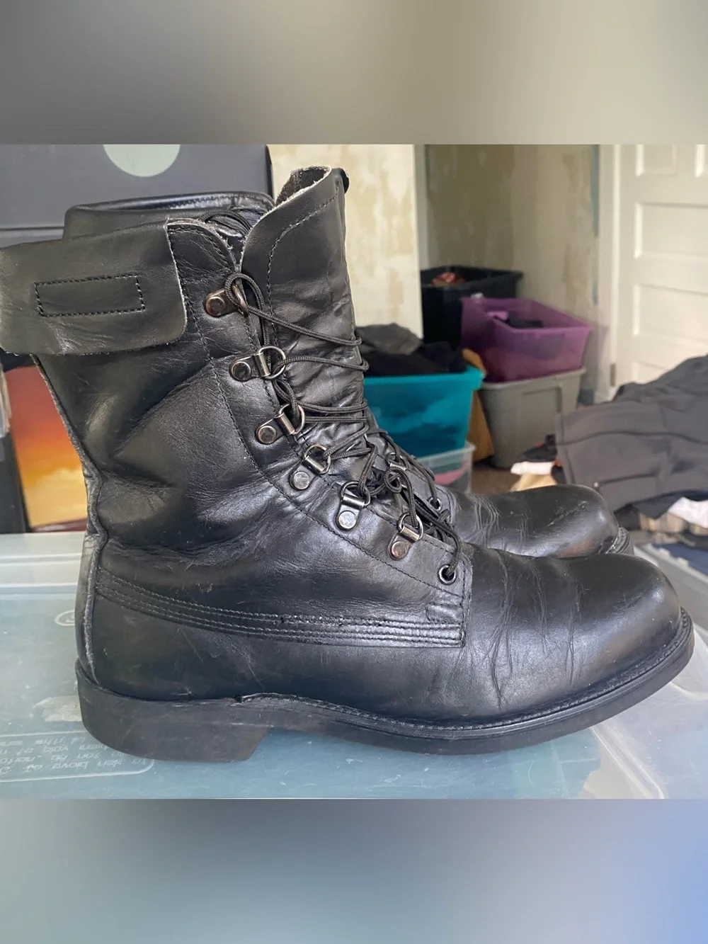 Addison Shoe Co Military Soft Toe Boots Mens 8 D Black Biltrite Vintage